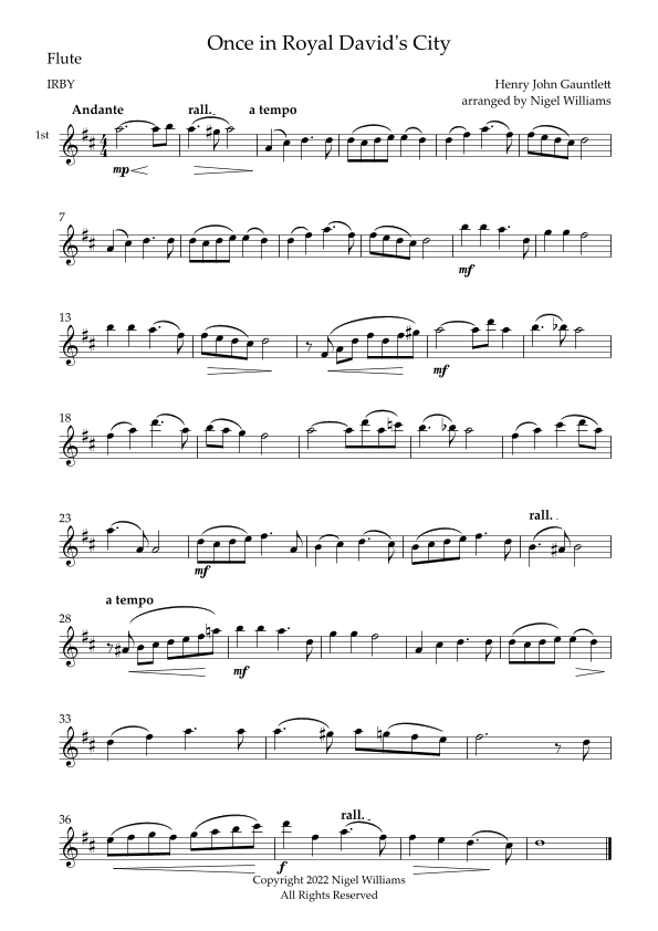 Once in Royal David's City, for Flute Trio (arr. Nigel Williams)