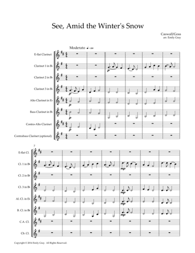 See, Amid the Winter’s Snow, for Clarinet Choir (arr. Emily Gray)