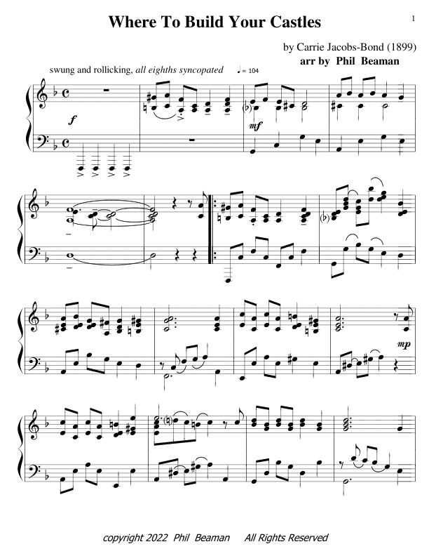 Where To Build Your Castles - piano solo (arr. Phil Beaman)