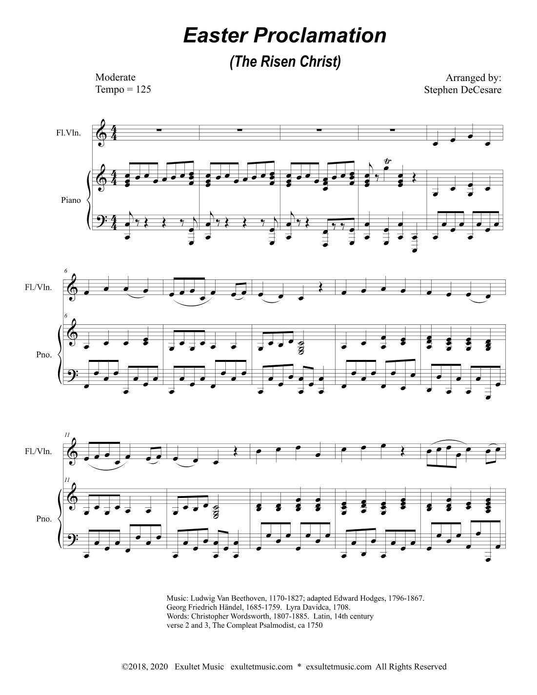 Easter Proclamation (The Risen Christ) (Flute or Violin solo and Piano) (arr. Stephen DeCesare)