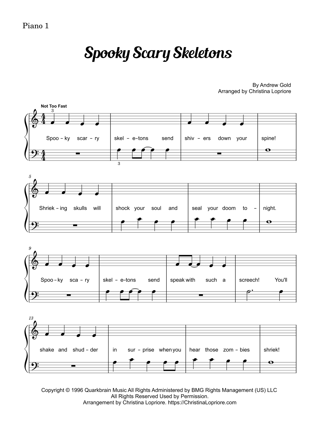 Spooky Scary Skeletons (arr. Christina Lopriore)
