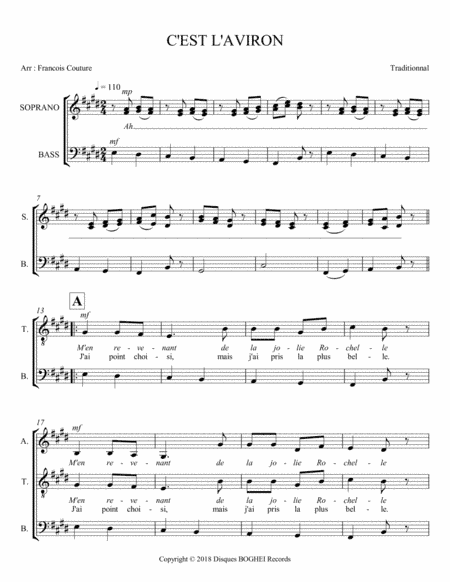 C'EST L'AVIRON (arr. Francois Couture)