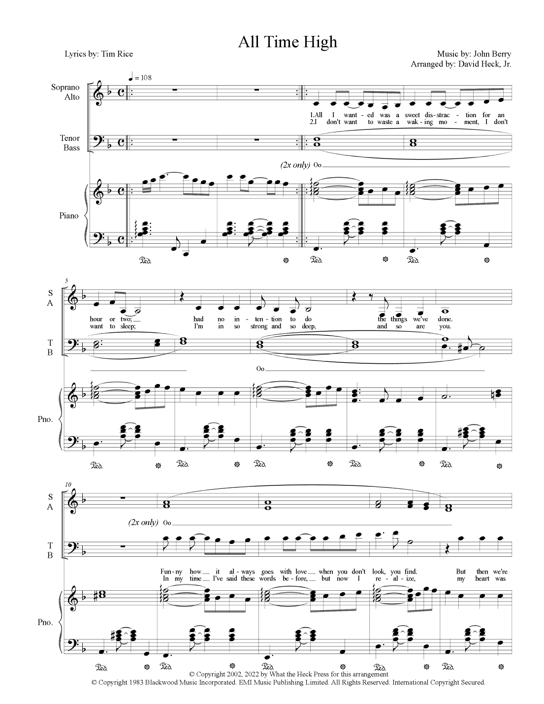 All Time High (arr. David Heck, Jr.)