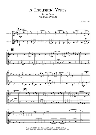 A Thousand Years (arr. Duda Oriontte)