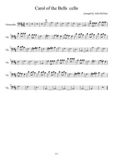 Carol of the Bells for Strings (cello) (arr. Julie McGhee)