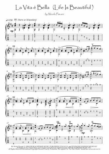Life Is Beautiful (la Vita E Bella) (arr. PianoSheetNow)