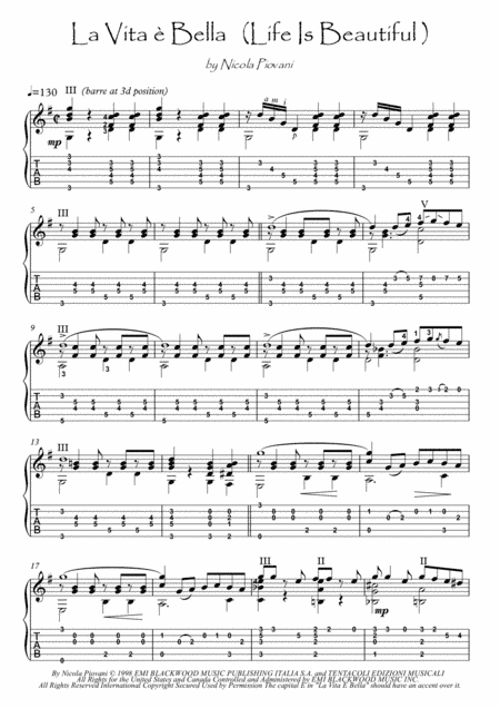 Life Is Beautiful (la Vita E Bella) (arr. PianoSheetNow)