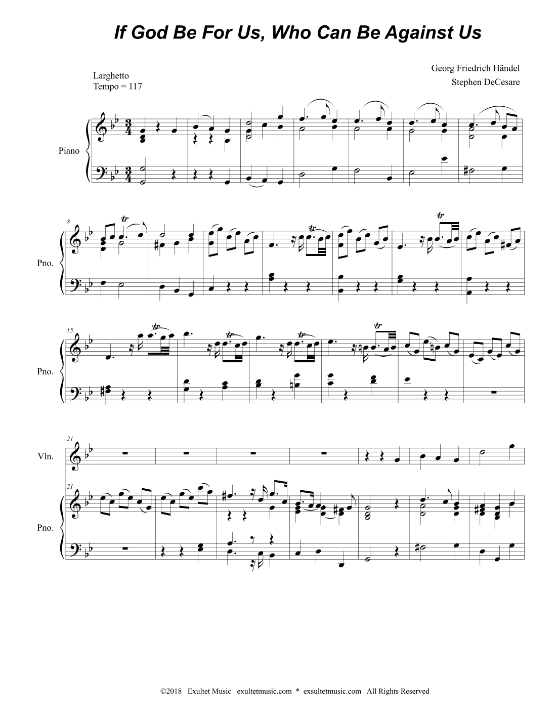 If God Be For Us, Who Can Be Against Us (Violin solo and Piano) (arr. Stephen DeCesare)