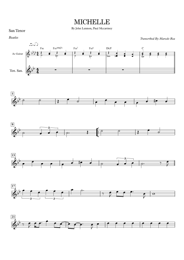Michelle (arr. Transcribed By Marcelo Rea)