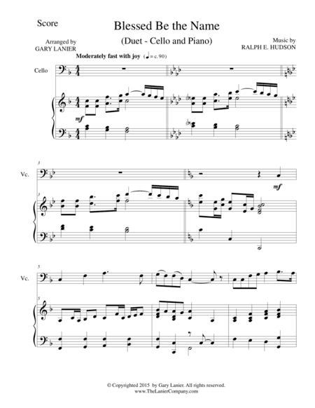 BLESSED BE THE NAME (Duet – Cello and Piano/Score and Parts) (arr. Gary Lanier)