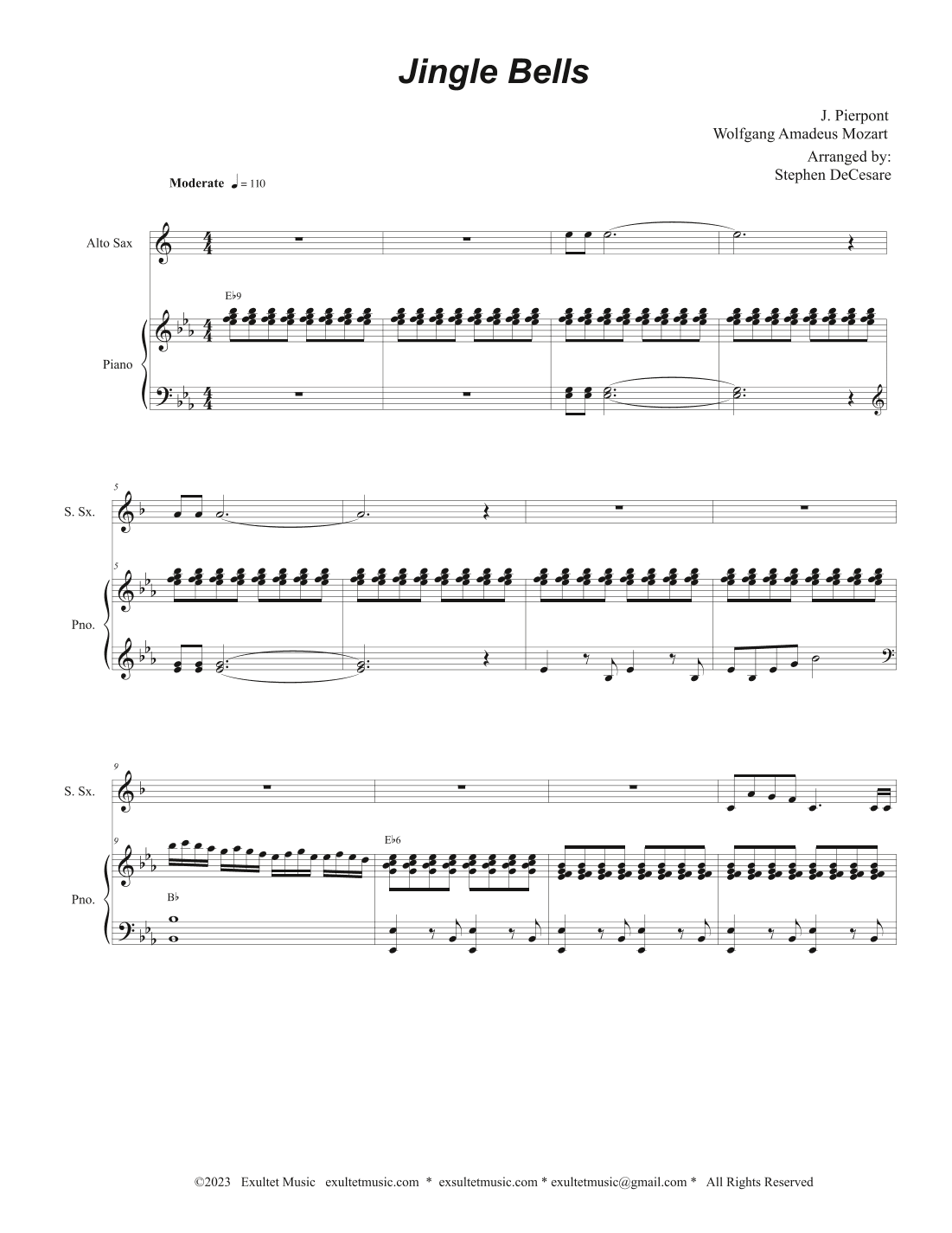Jingle Bells (Duet for Soprano and Alto Saxophone) (arr. Stephen DeCesare)