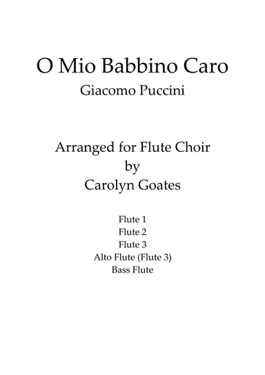O Mio Babbino Caro (Puccini) for Flute Choir (arr. Carolyn Goates)