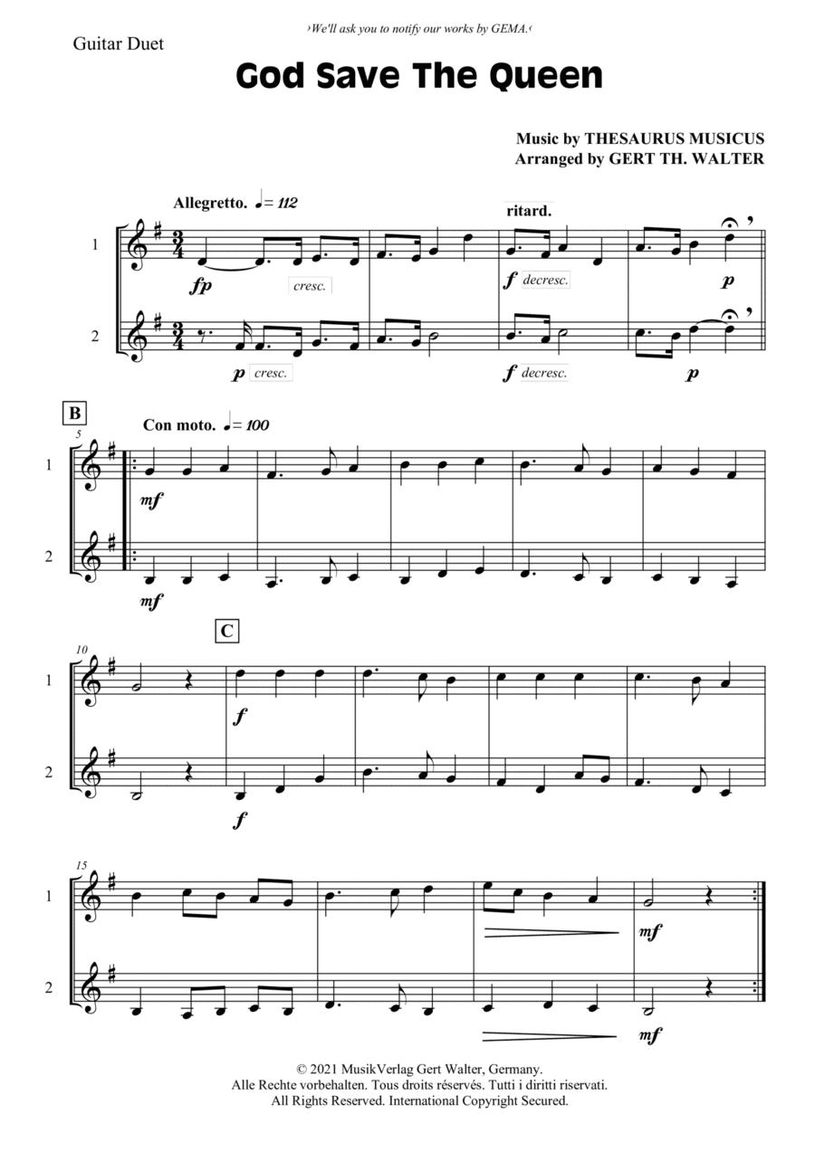 God Save The Queen (arr. Gert Th. Walter)