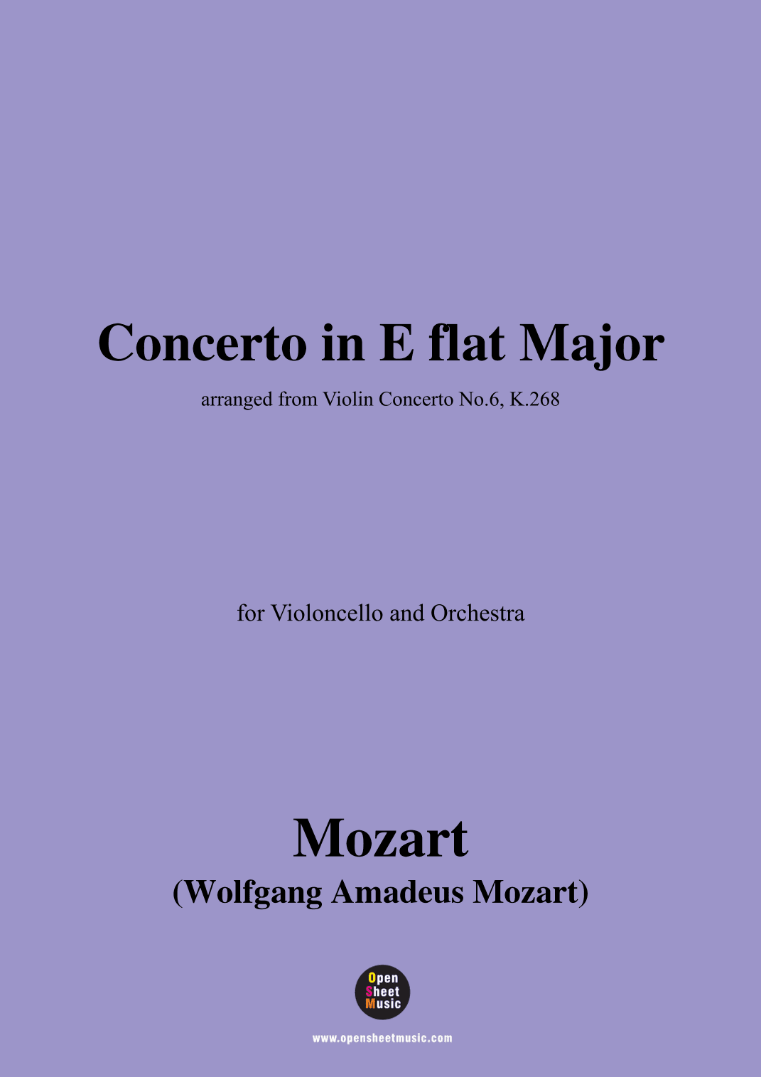 W. A. Mozart-Concerto in E flat Major,for Violoncello and Orchestra (arr. OSM Press)