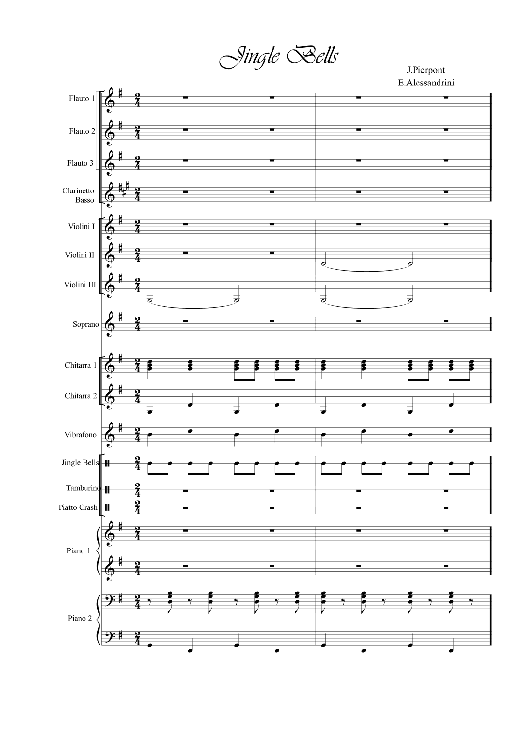 Jingle bells - Score Only (arr. Ester Alessandrini)