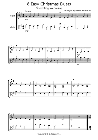 8 Easy Christmas Duets for Violin and Viola (arr. David Burndrett)
