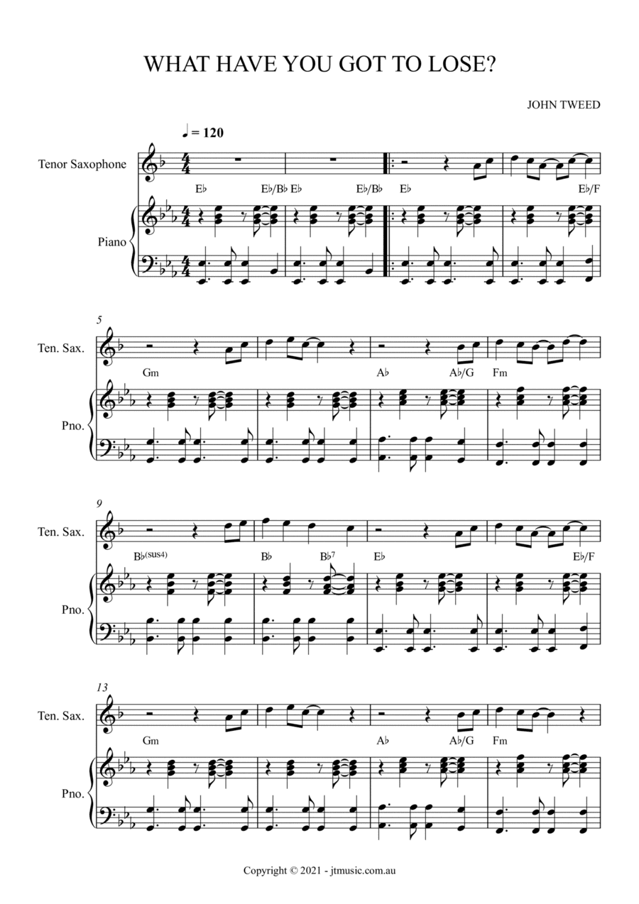 What Have You Got To Lose? - Tenor Sax and Piano