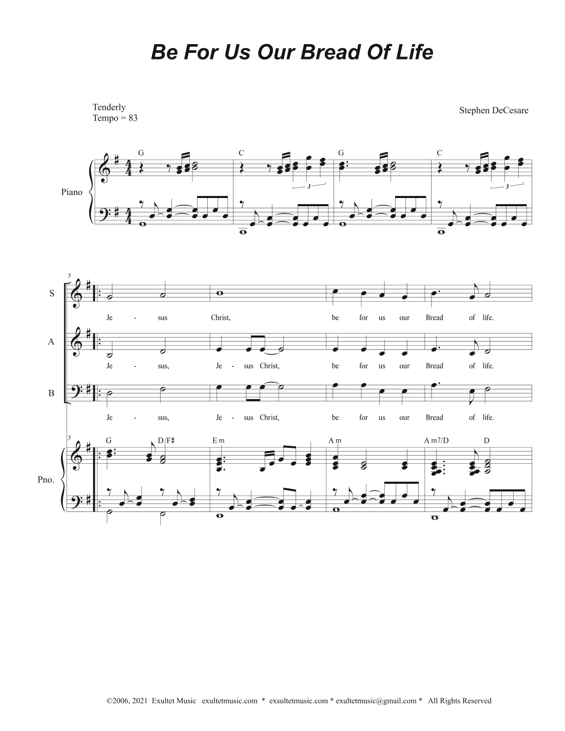 Be For Us Our Bread Of Life (Vocal Trio - (SAB)