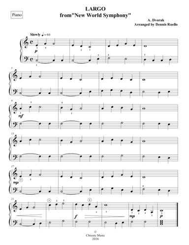LARGO from "New World Symphony" - Beginner Piano (arr. Dennis Ruello)