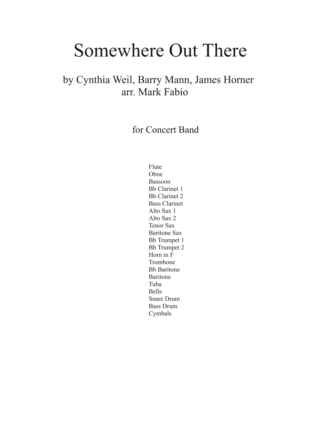 Somewhere Out There (arr. Mark Fabio)