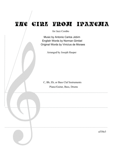 The Girl From Ipanema (Garota De Ipanema) (arr. Joe Hasper)