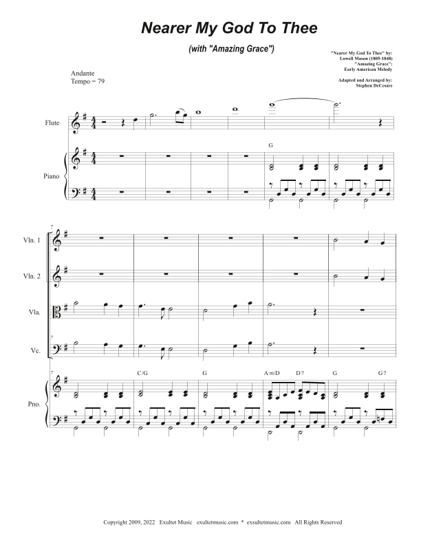 Nearer My God To Thee (with "Amazing Grace") (String Quartet and Piano) (arr. Stephen DeCesare)