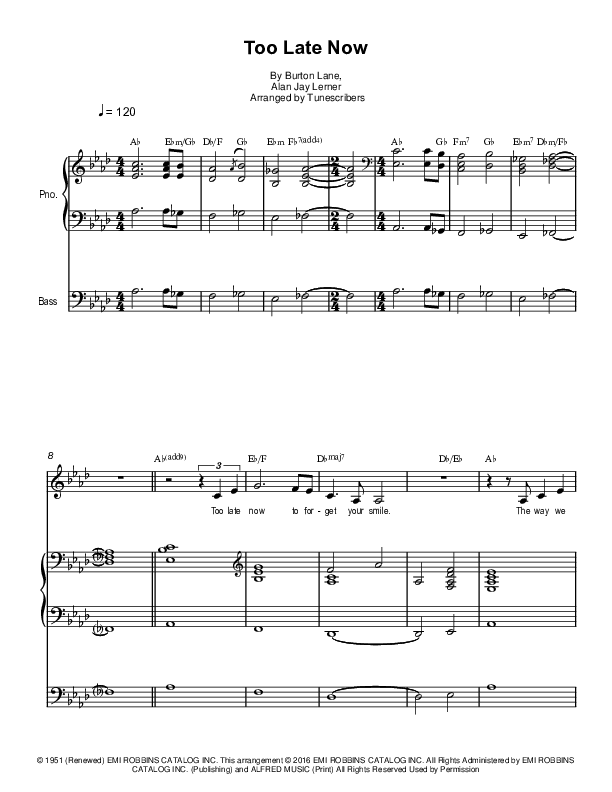 Too Late Now (arr. Tunescribers)