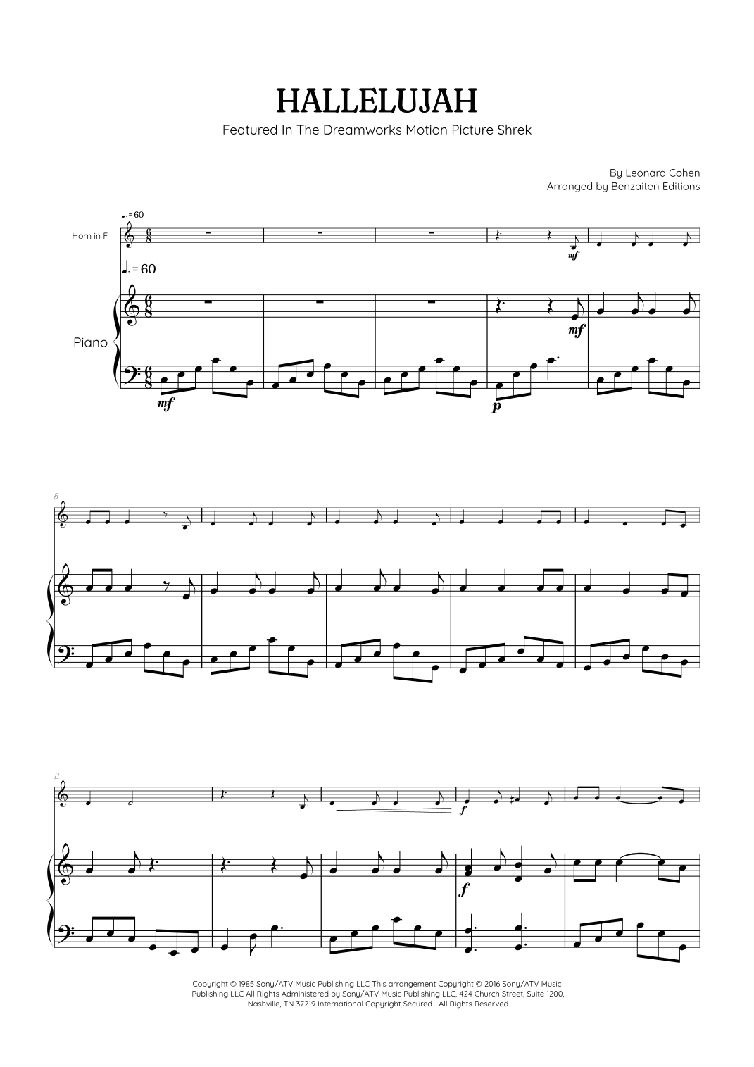 Hallelujah (arr. Benzaiten Editions)