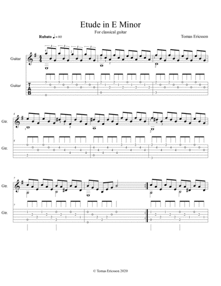 Etude in E Minor with Tablature