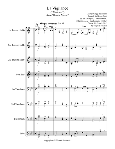 La Vigilance  (from "Heroic Music") (Bb) (Brass Octet - 3 Trp, 1 Hrn,  2 Trb, 1 Euph, 1 Tuba) (arr. Regis Bookshar)