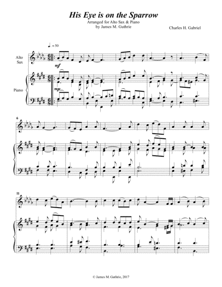Gabriel: His Eye Is On The Sparrow for Alto Sax & Piano (arr. James M. Guthrie)