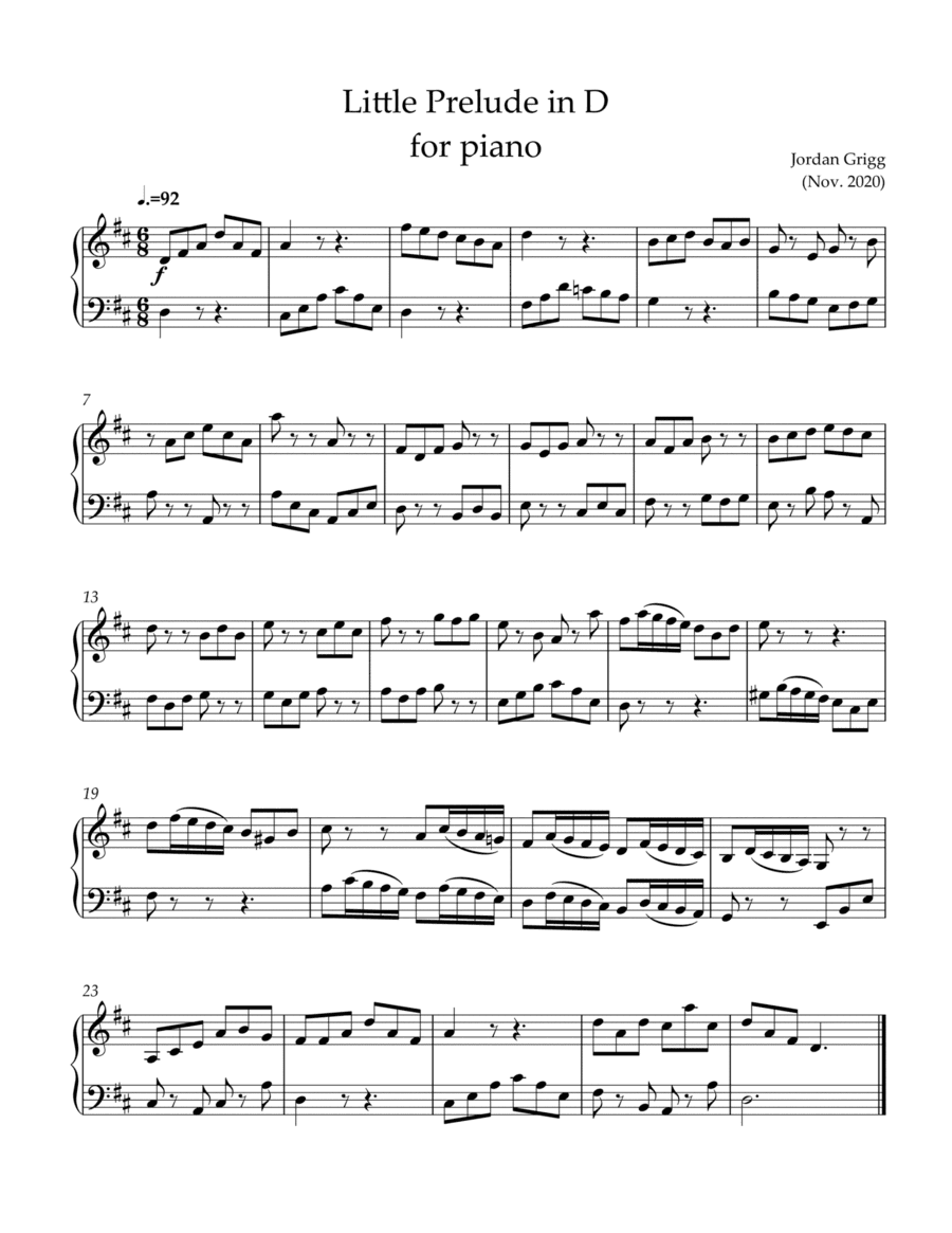 Little Prelude in D for piano