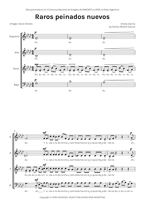 Raros Peinados Nuevos (arr. Darío Ferrero)