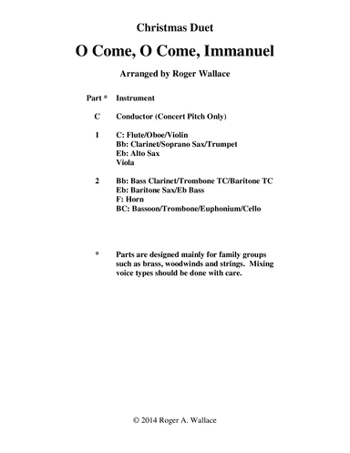 O Come, O Come, Immanuel (Emmanuel) - Sax Duet (arr. Roger Wallace)