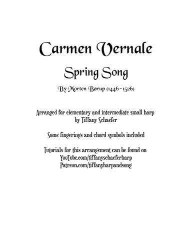 Carmen Vernale for Small Harp (arr. Tiffany Schaefer)