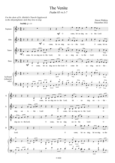 The Venite - O come, let us sing unto the Lord