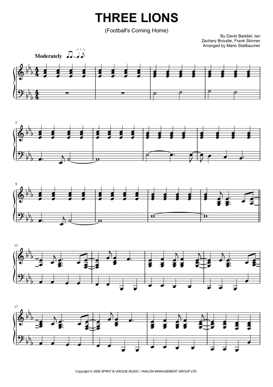 Three Lions (arr. Mario Stallbaumer)