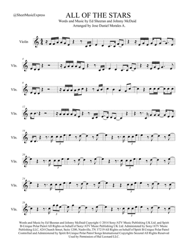 All Of The Stars  from the Motion Picture Soundtrack THE FAULT IN OUR STARS (arr. Jose Daniel Morales A.)