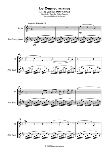 The Swan, (Le Cygne), by Saint-Saens, Duet for Flute and Alto Saxophone (arr. David McKeown)