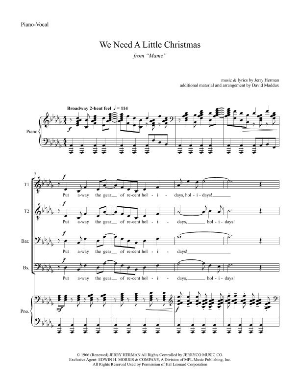 We Need A Little Christmas (arr. David Maddux)