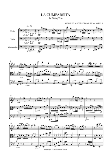 La Cumparsita for string trio (arr. Adrian Varela)