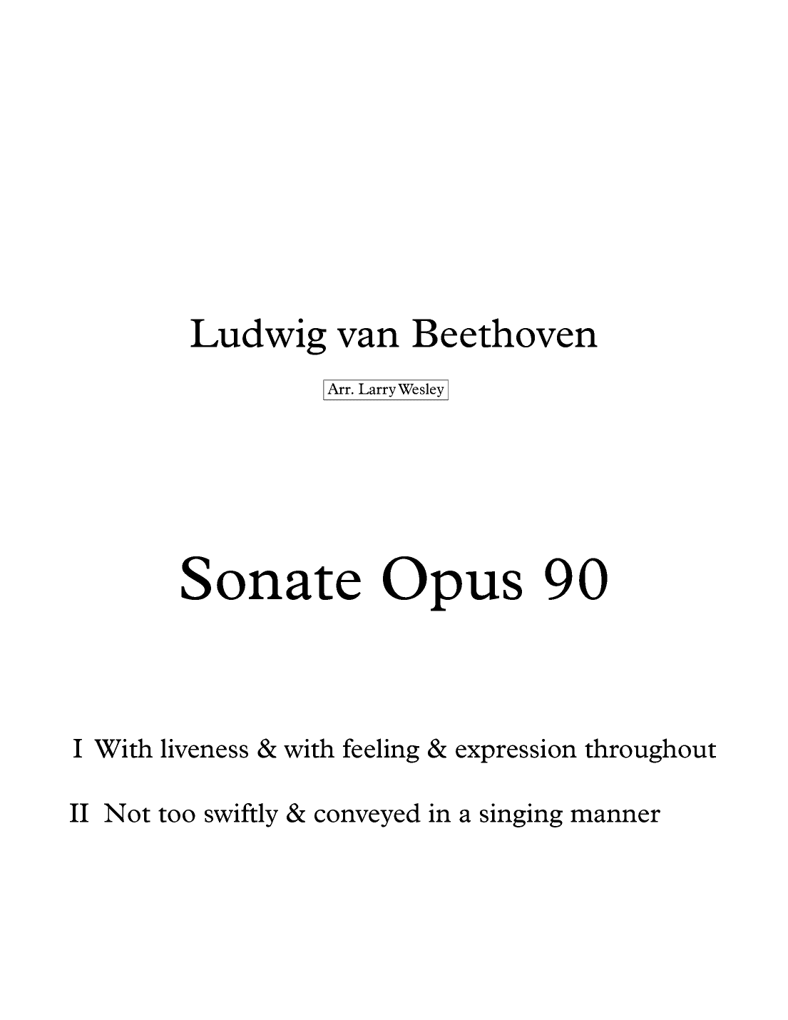 Sonate #27 Opus 90 (arr. Larry Wesley)