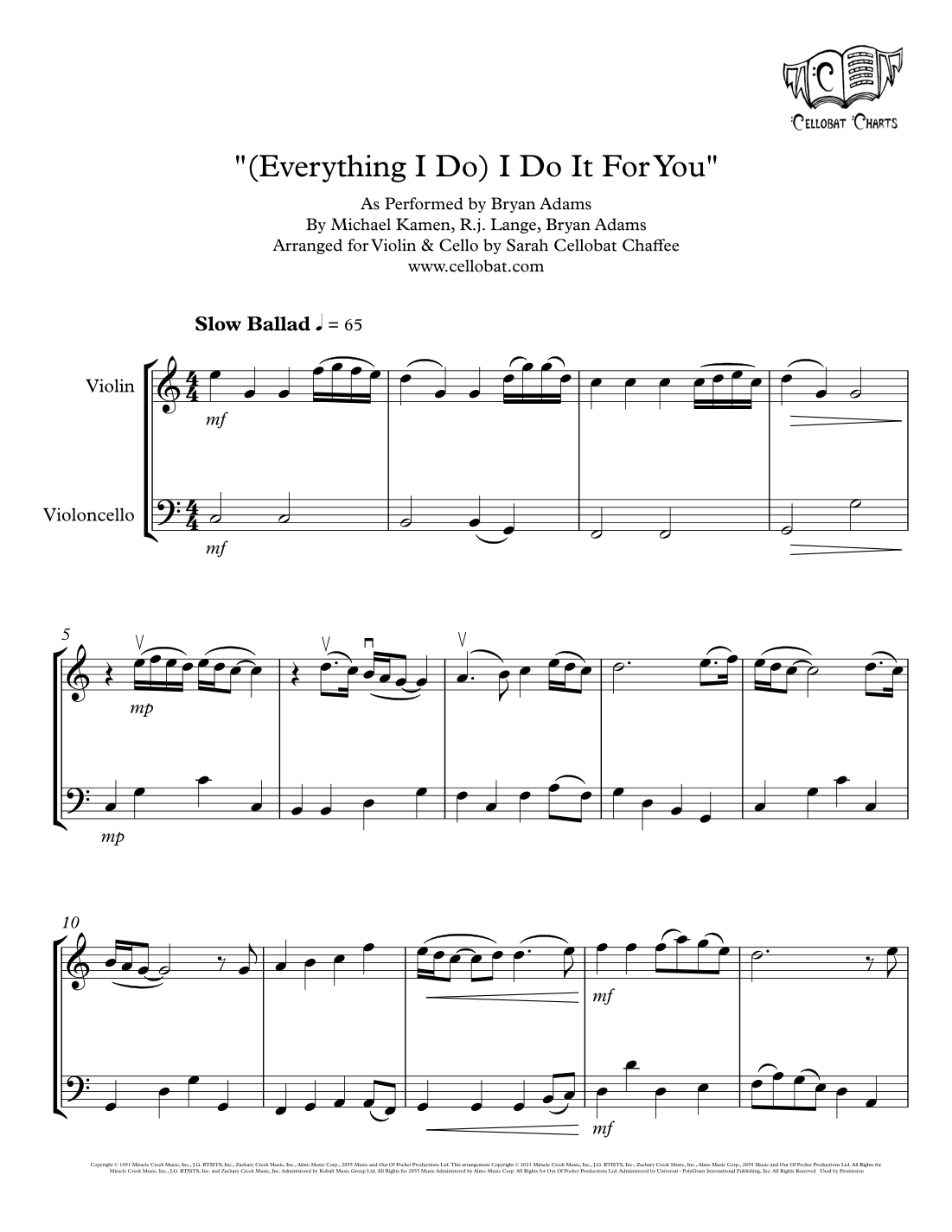 (everything I Do) I Do It For You (arr. Sarah Cellobat Chaffee)