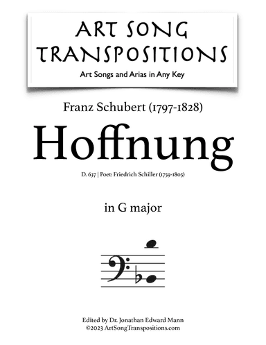 SCHUBERT: Hoffnung, D. 637 (transposed to G major, bass clef) (arr. ArtSongTranspositions.com)