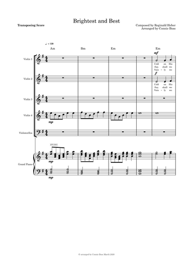 Brightest and Best - Strings Quintet and Piano (arr. Connie Boss)