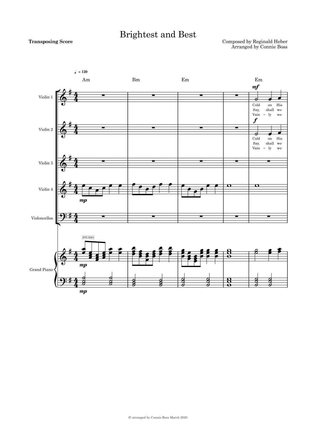 Brightest and Best - Strings Quintet and Piano (arr. Connie Boss)