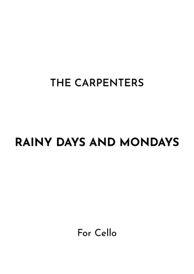 Rainy Days And Mondays (arr. Jireh J.)
