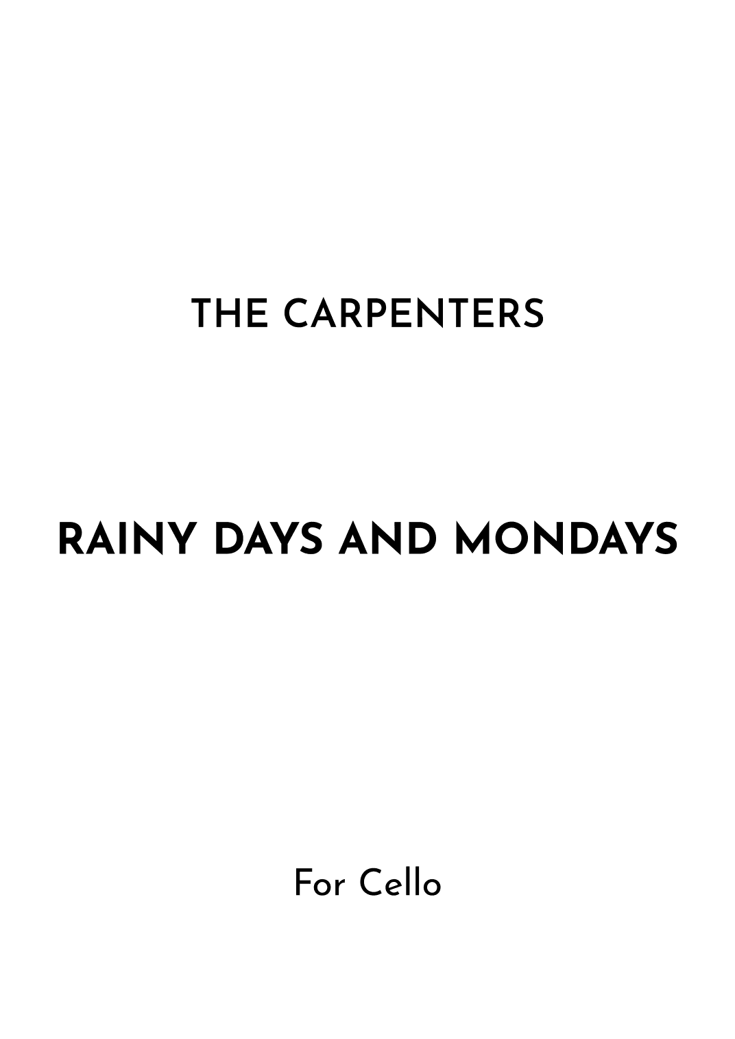 Rainy Days And Mondays (arr. Jireh J.)