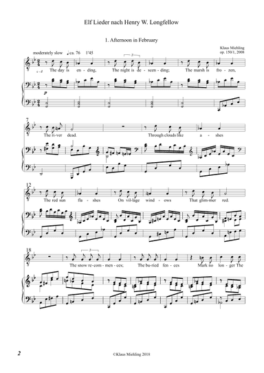 Elf Lieder nach Henry W. Longfellow (tief) / Eleven Songs after Henry W. Longfellow (low)