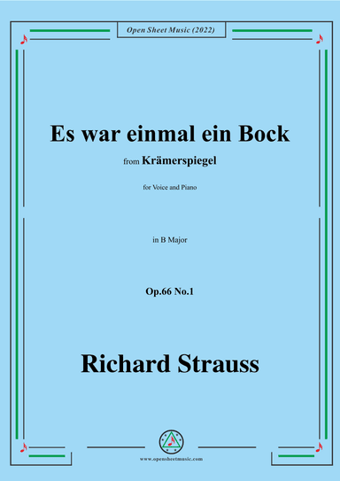 Richard Strauss-Es war einmal ein Bock,in B Major,Op.66 No.1 (arr. OSM Press)